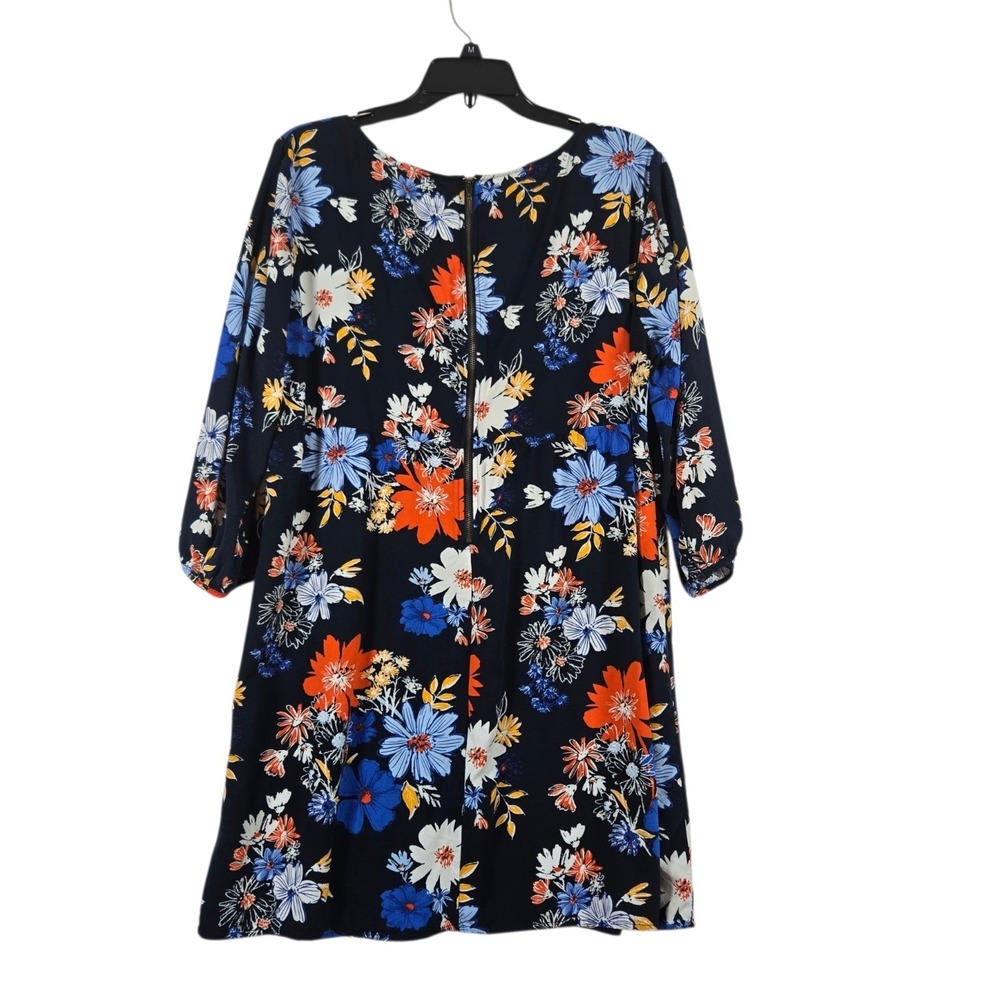 Old Navy Tunic Dress Womens XL Blue Floral Print Long Sleeve